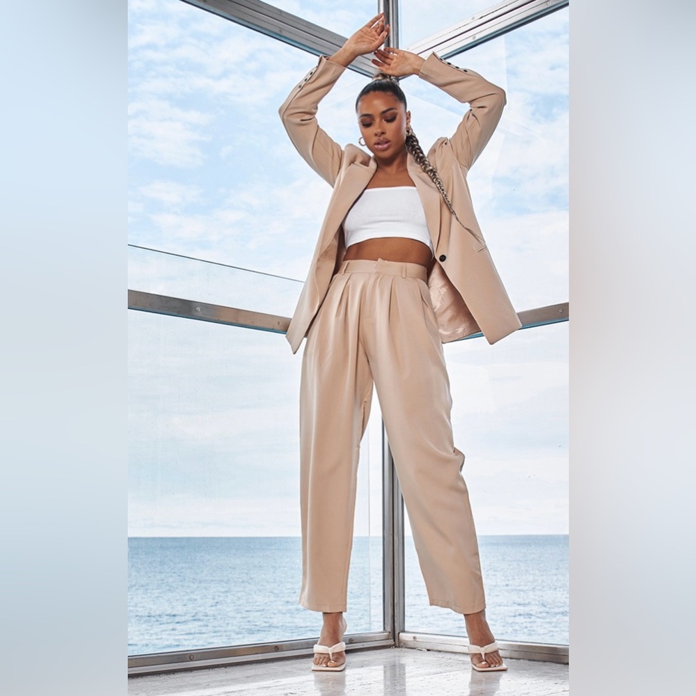 Pretty Little Thing Camel Oversized Dad Blazer